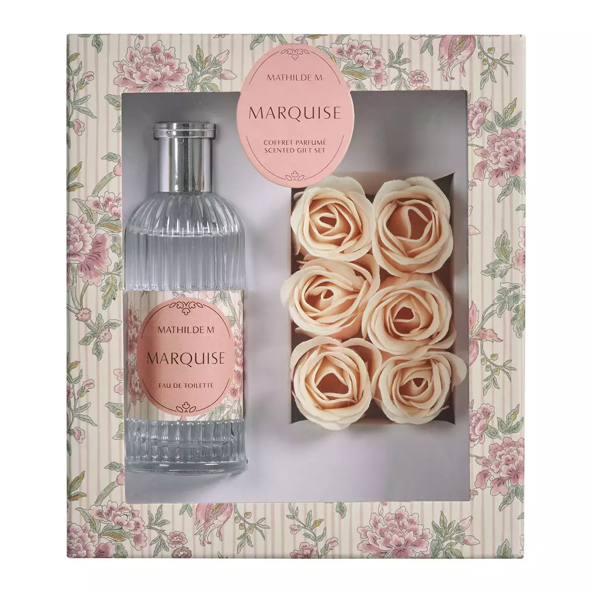 Coffret eau de toilette 100 ml et roses de savon parfumées - Marquise