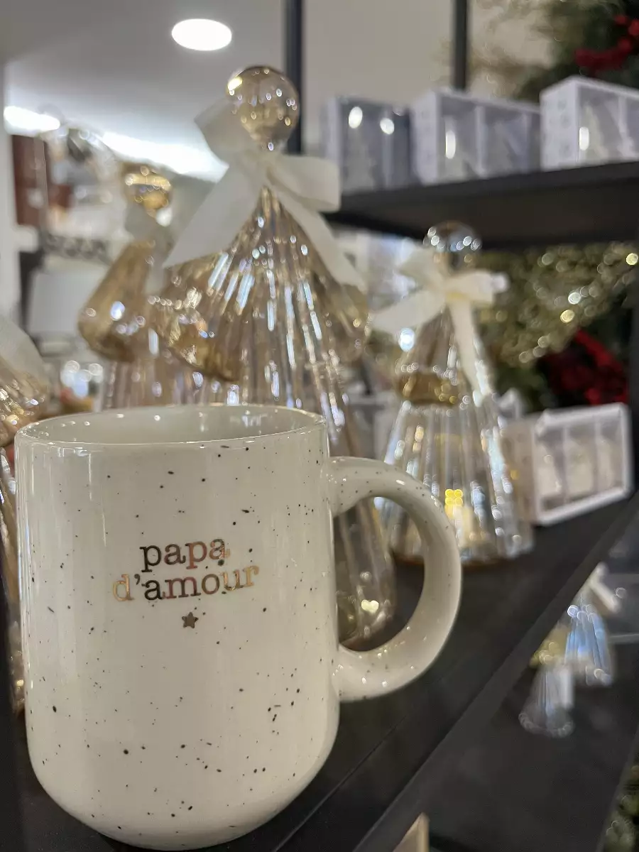 Mug moucheté papa en grès blanc 38cl