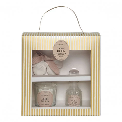 Coffret découverte diffuseur bougie et décor parfumé voile de lin