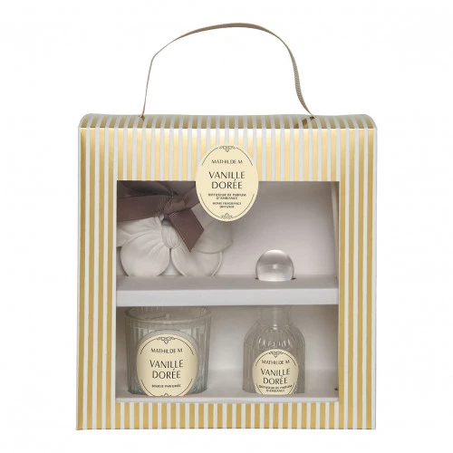 Coffret découverte diffuseur bougie et décor parfumé  Vanille Dorée