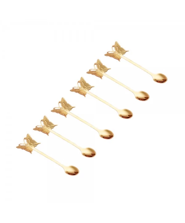 CUILLERES A DESSERT DOREES PAPILLON - LOT DE 6