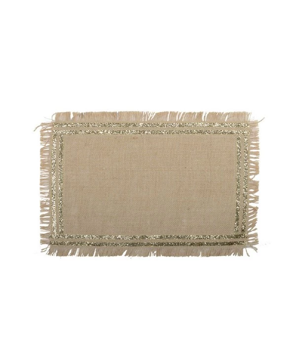 DESSOUS D'ASSIETTE RECTANGULAIRE EN TOILE DE JUTE DORE