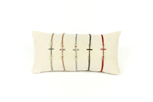 Bracelet Cordon Croix Paillettes