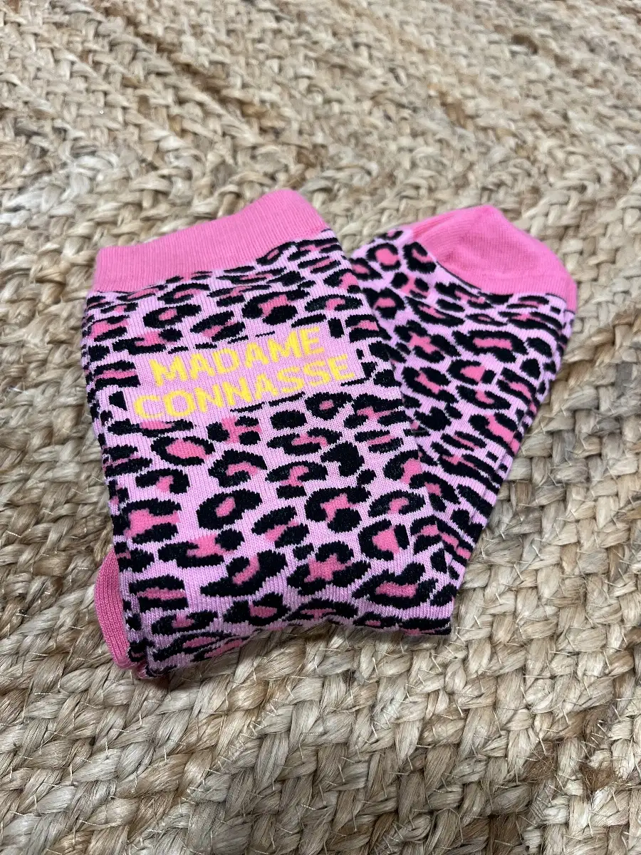 Chaussettes léopard rose connasse
