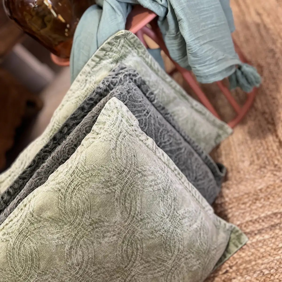 Housse de coussin vert