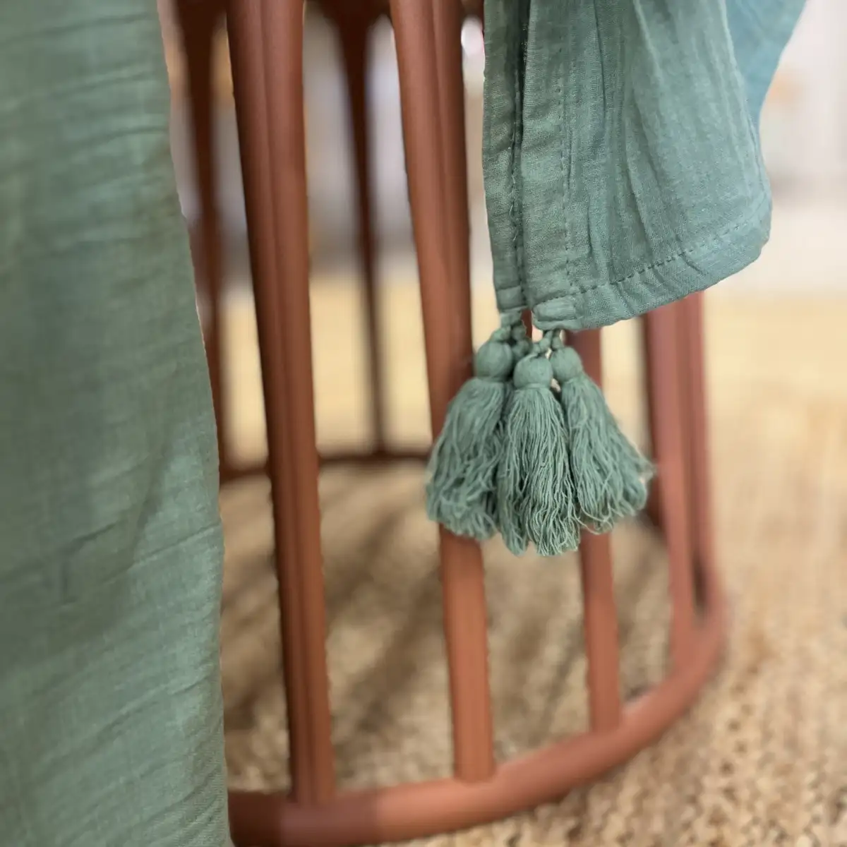 Plaid gaze de coton kaki