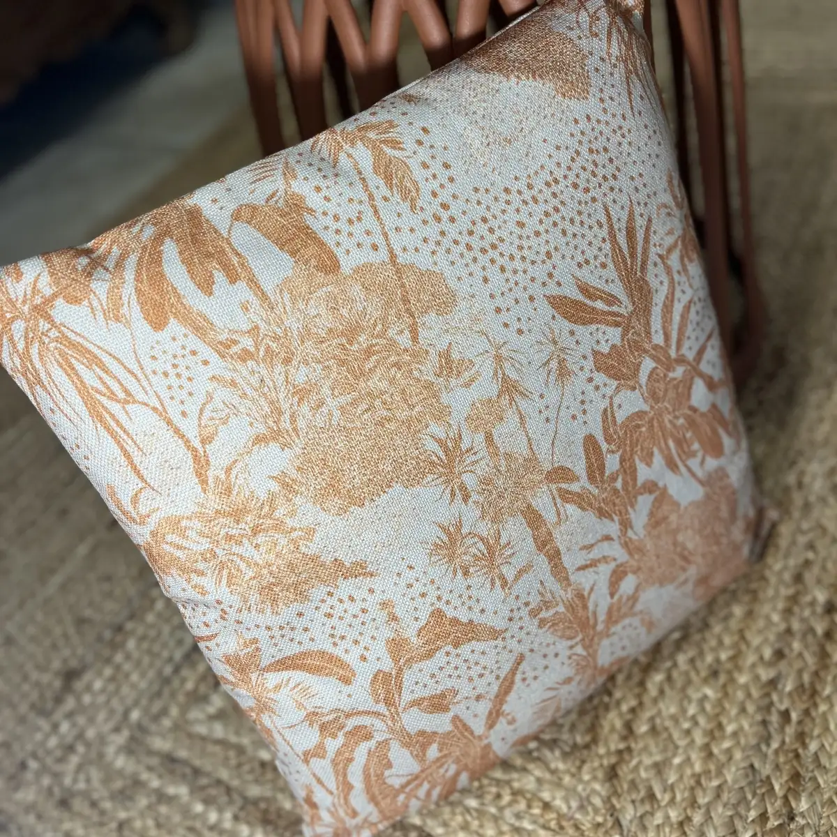 Housse de coussin feuille orange
