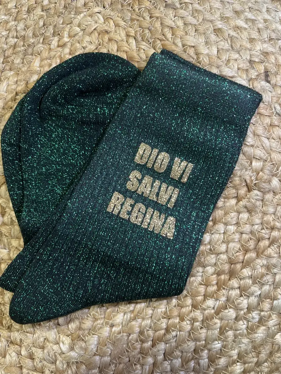 Chaussette « Dio Vi Salvi Regina » Verte