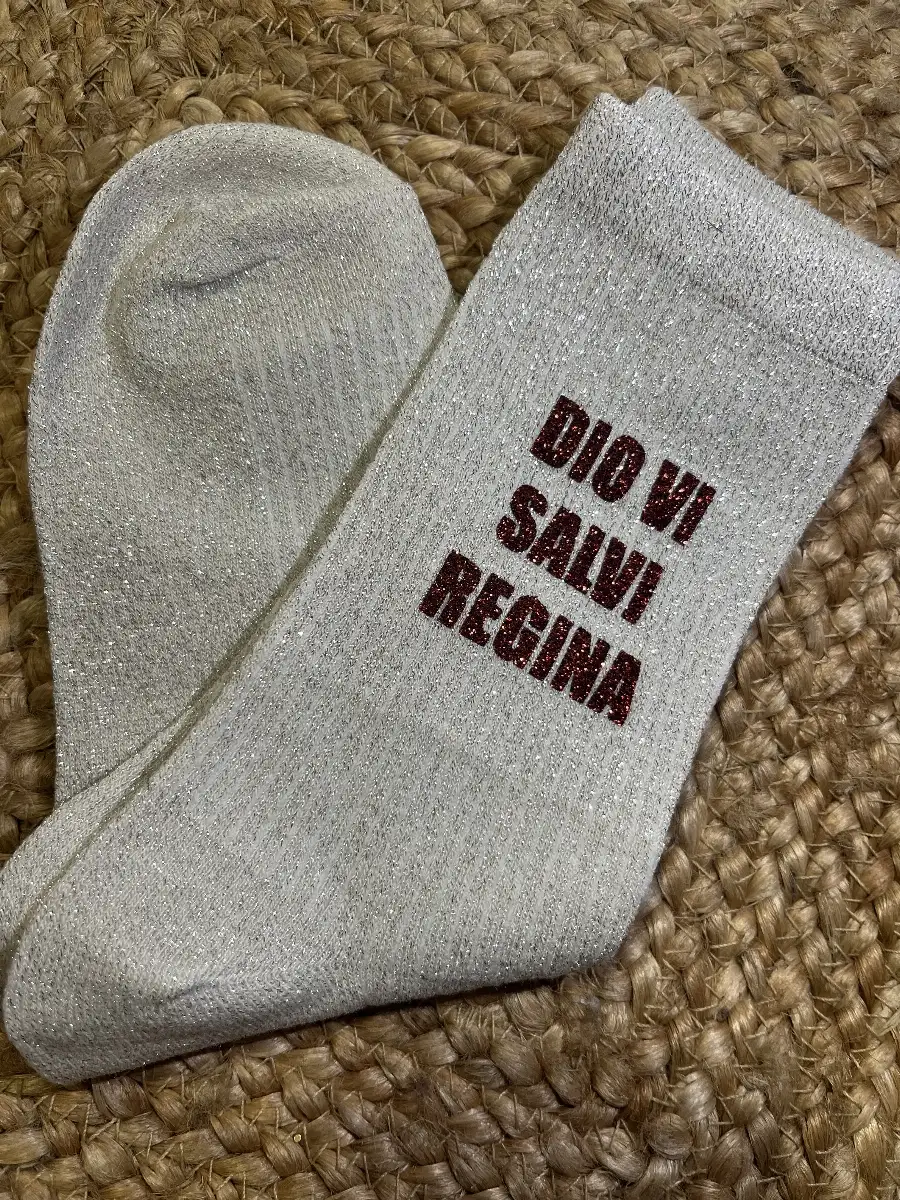 Chaussette « Dio Vi Salvi Regina » Beige
