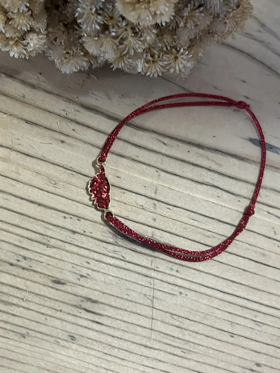 Bracelet Cordon Lurex rouge Corse
