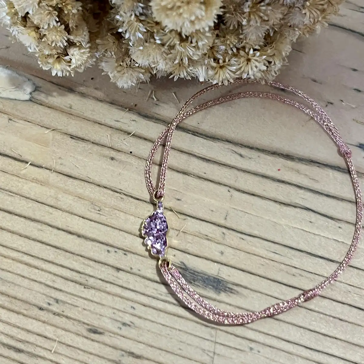 Bracelet Cordon Lurex rose Corse