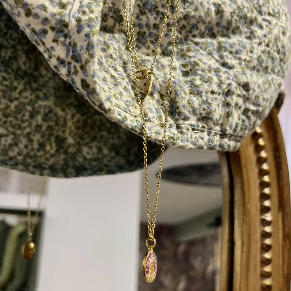 Collier Doré Madone Rose