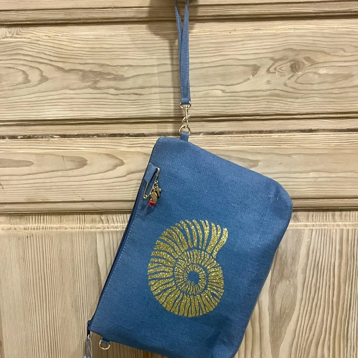 Pochette Bleu Jean Coquillage