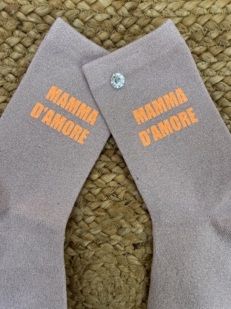 Chaussettes rose paillettes argent à MAMMA D’AMORE orange