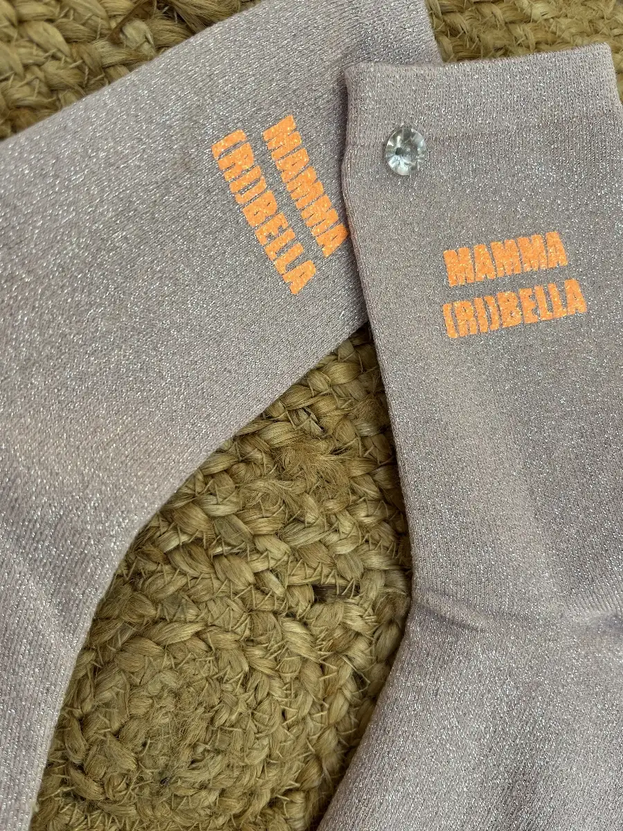 Chaussettes rose paillettes argent MAMMA [RI]BELLA orange.
