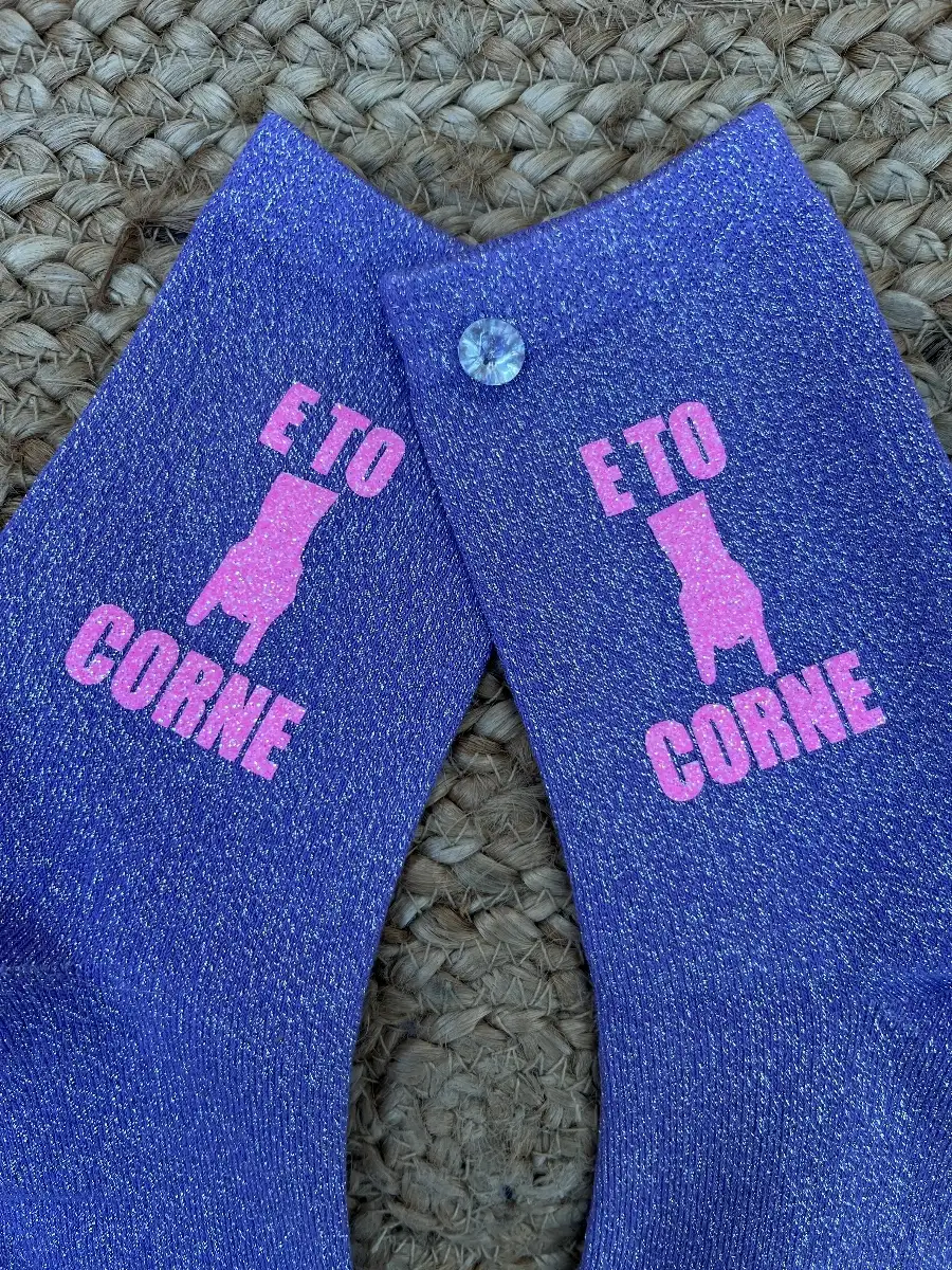 Chaussettes violette paillettes argent E TO CORNE rose