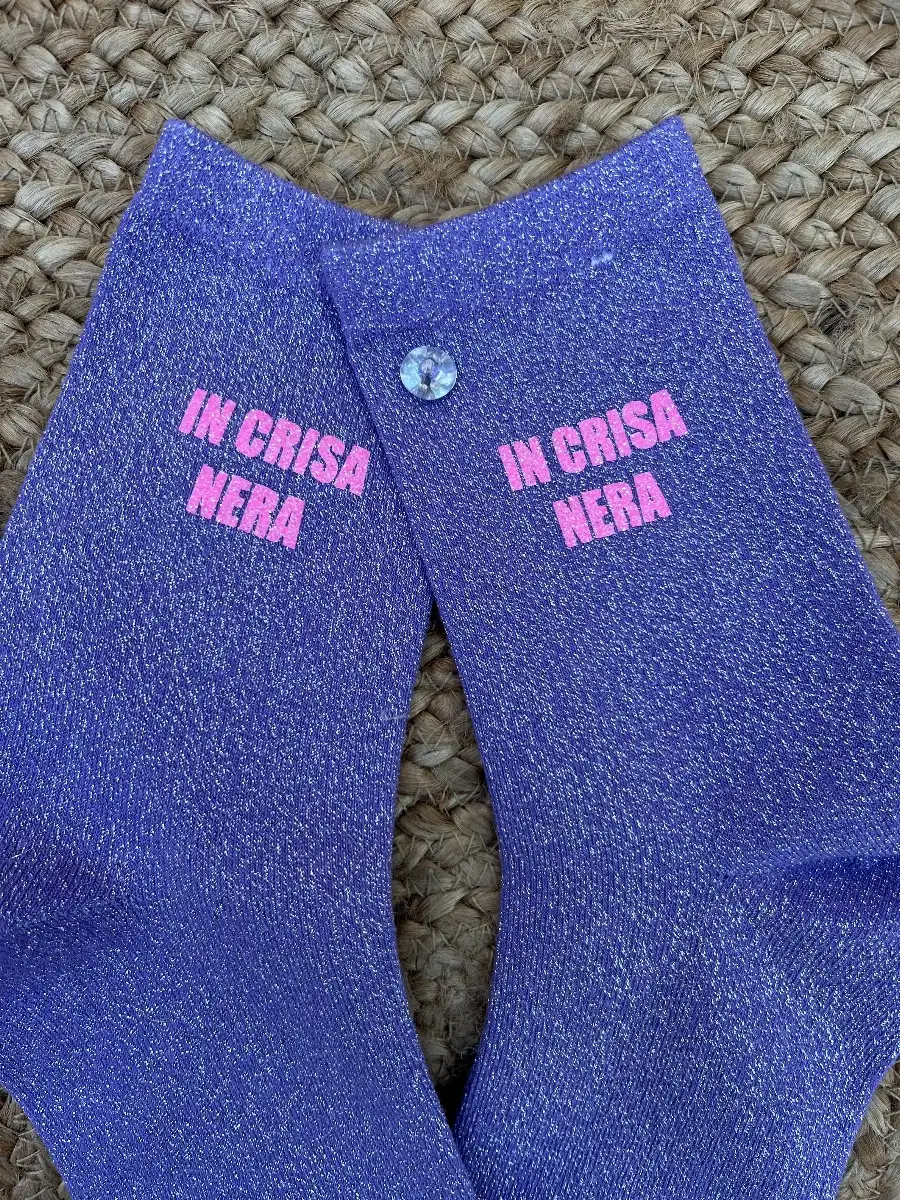 Chaussettes violette paillettes argent IN CRISA NERA rose