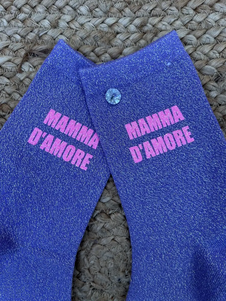 Chaussettes violette paillettes argent MAMMA D’AMORE rose
