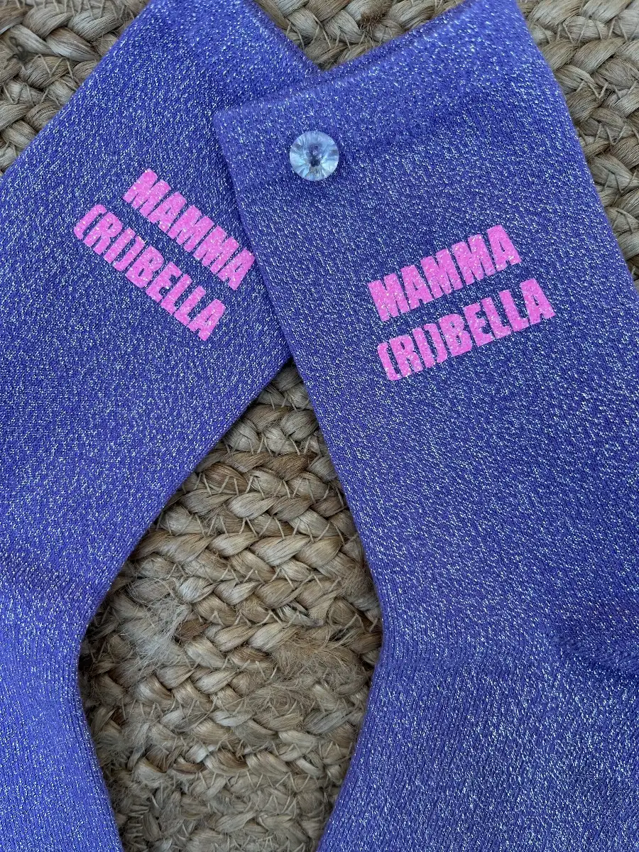 Chaussettes violette paillettes argent MAMMA [RI]BELLA rose