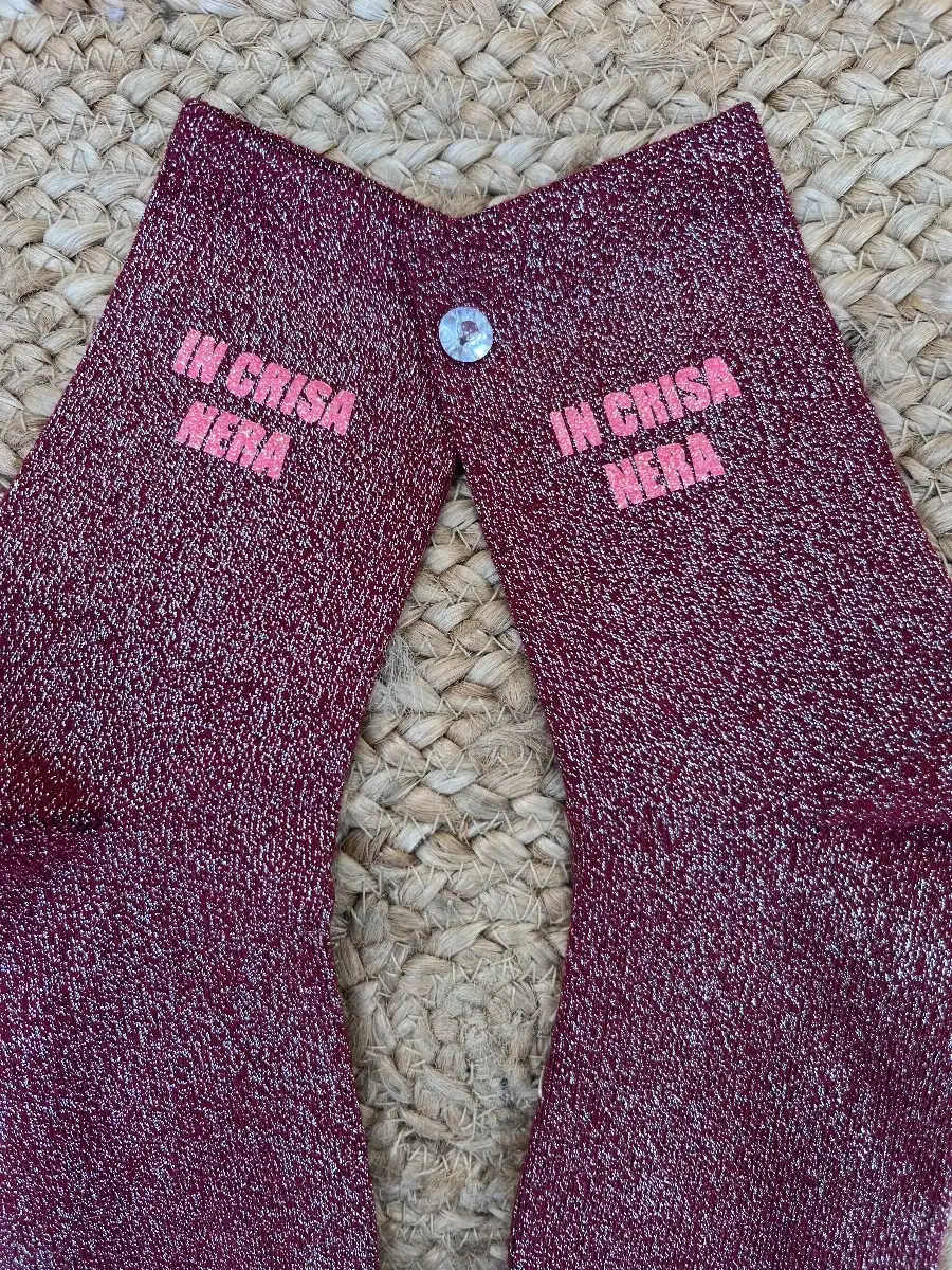 Chaussettes bordeaux paillettes argent IN CRISA NERA