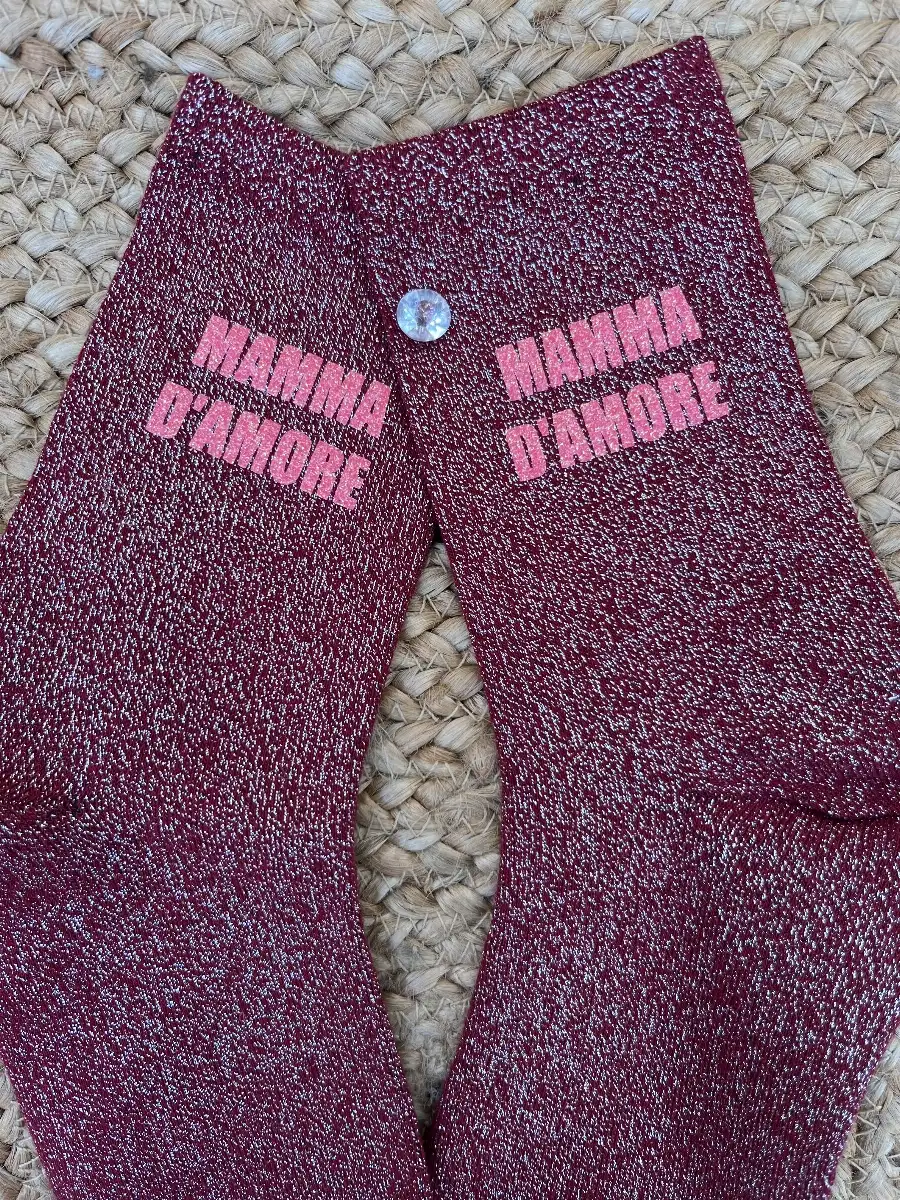 Chaussettes bordeauxpaillettes argent MAMMA D’AMORE