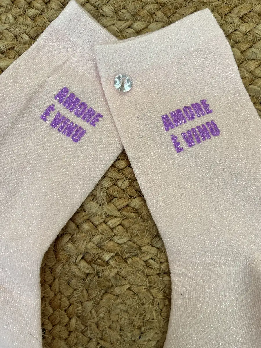 Chaussettes Rose clair paillettes AMORE È VINU violet