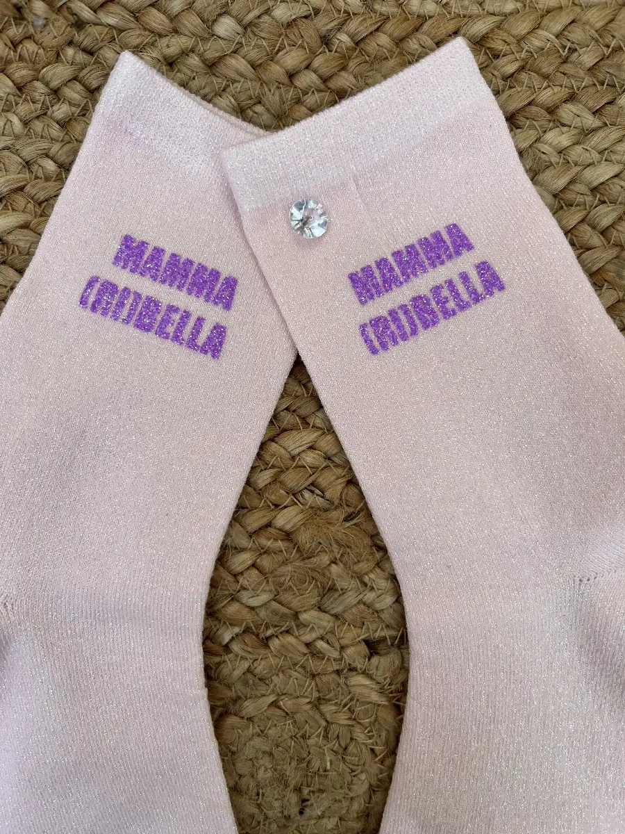 Chaussettes Rose clair paillettes MAMMA [RI]BELLA violet