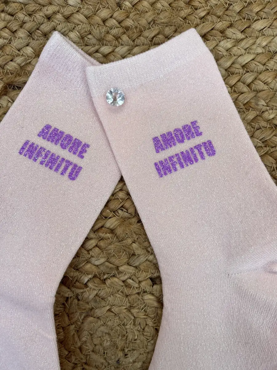 Chaussettes Rose clair paillettes AMORE INFINITU violet