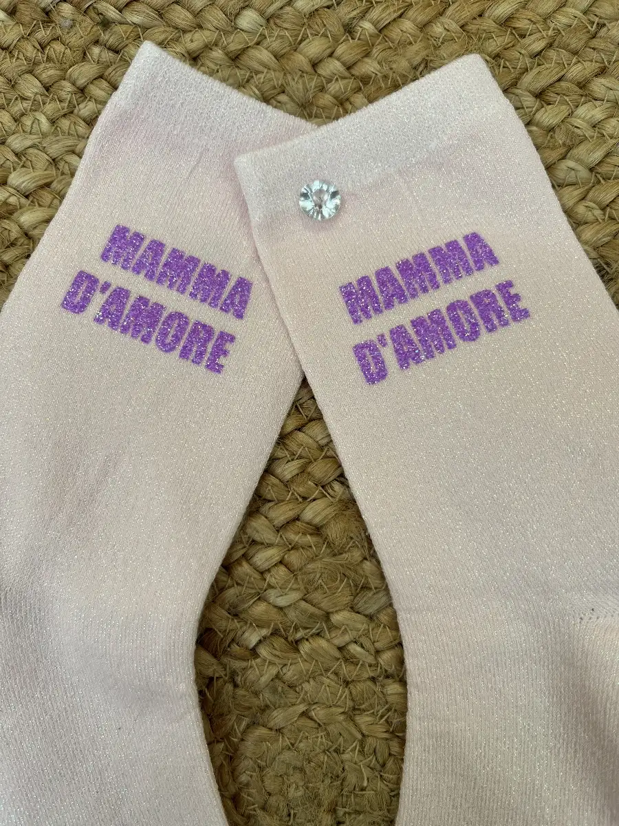 Chaussettes Rose clair paillettes verte MAMMA D’AMORE violet