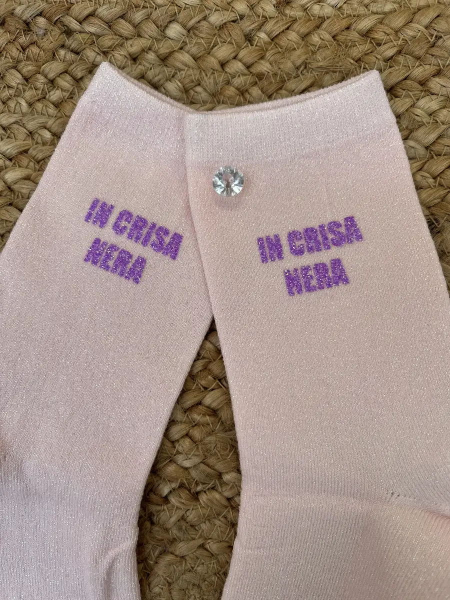 Chaussettes Rose clair paillettes  IN CRISA NERA violet