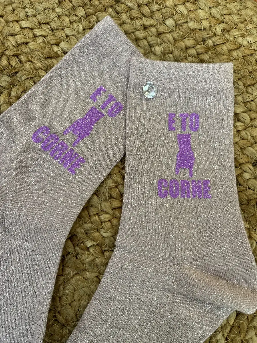 Chaussettes Rose clair paillettes  E TO CORNE violet