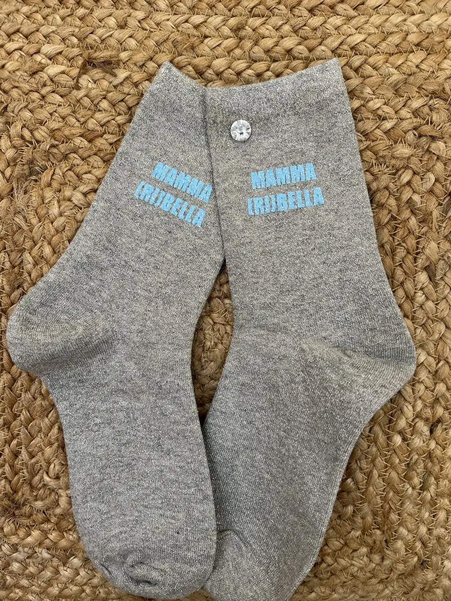 Chaussettes grise paillettes argentées MAMMA [RI]BELLA bleu ciel