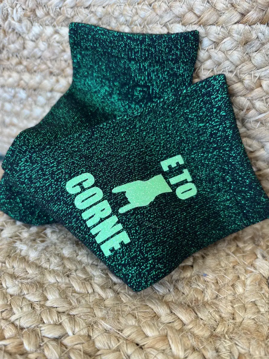 Chaussettes noire paillettes verte E TO CORNE vert