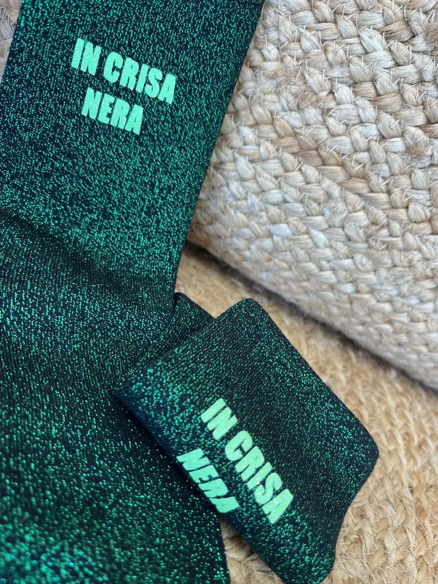 Chaussettes noire paillettes verte IN CRISA NERA vert