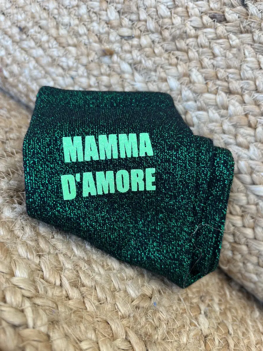 Chaussettes noire paillettes verte MAMMA D’AMORE vert