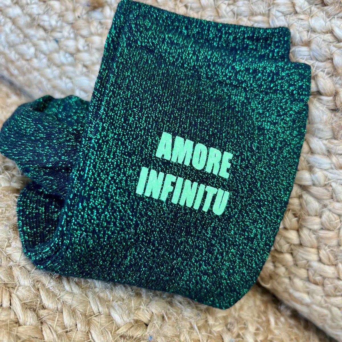 Chaussettes noire paillettes verte AMORE INFINITU vert