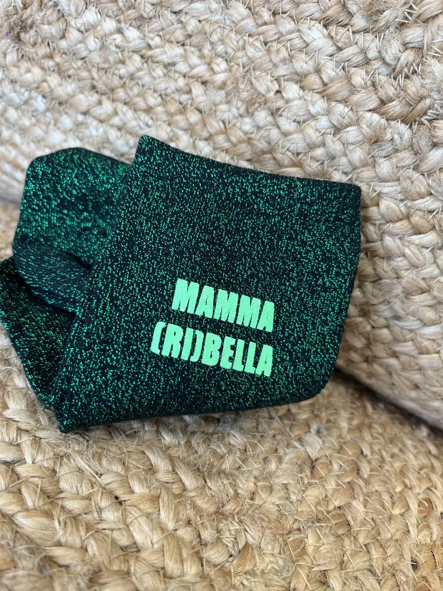 Chaussettes noire paillettes verte MAMMA [RI]BELLA vert. Taille Unique. Coton