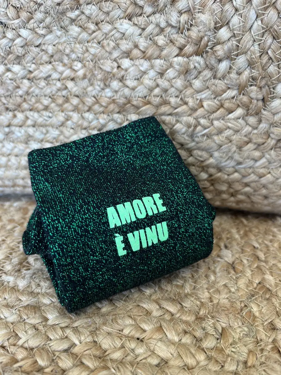 Chaussettes noire paillettes verte AMORE È VINU vert