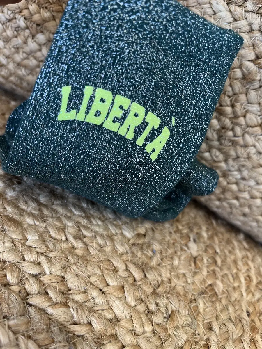 Chaussettes kaki paillettes argentées LIBERTÀ jaune
