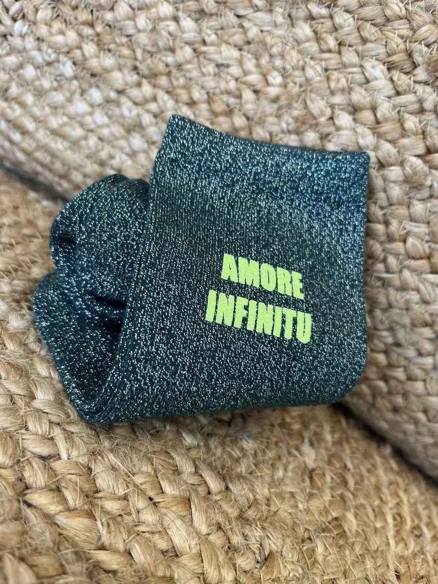 Chaussettes kaki paillettes argentées AMOR INFINITU Jaune