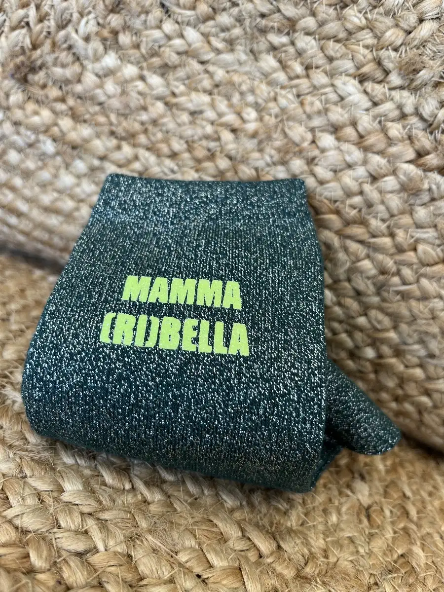 Chaussettes kaki paillettes argentées MAMMA [RI]BELLA Jaune