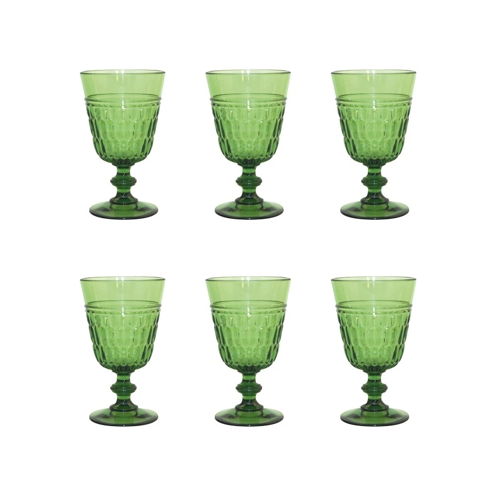 Lot de 6 verres à vin de couleur verte en acrylique