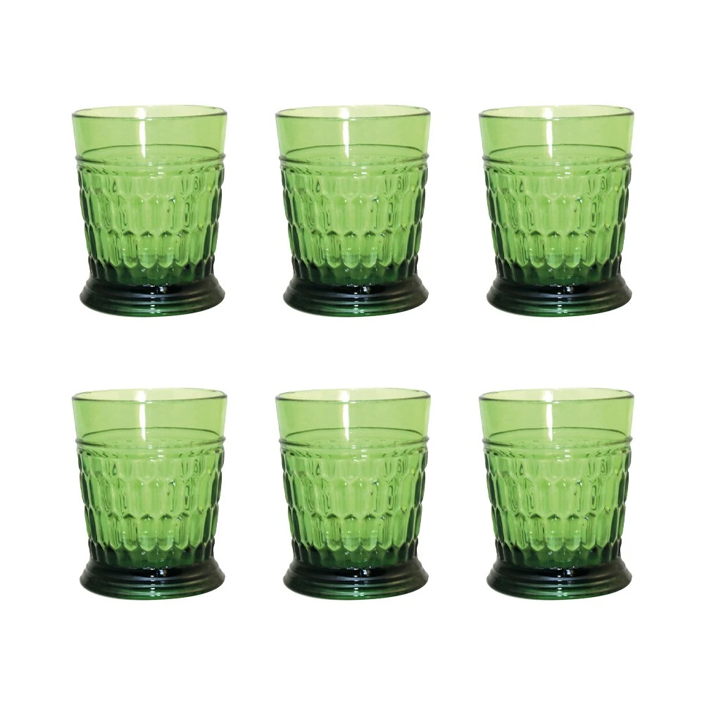 Lot de 6 verres à eau de couleur verte en acrylique
