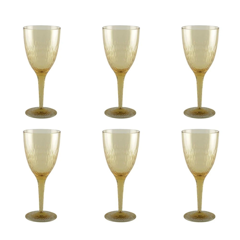 Lot de 6 verres à vin jaune acrylique