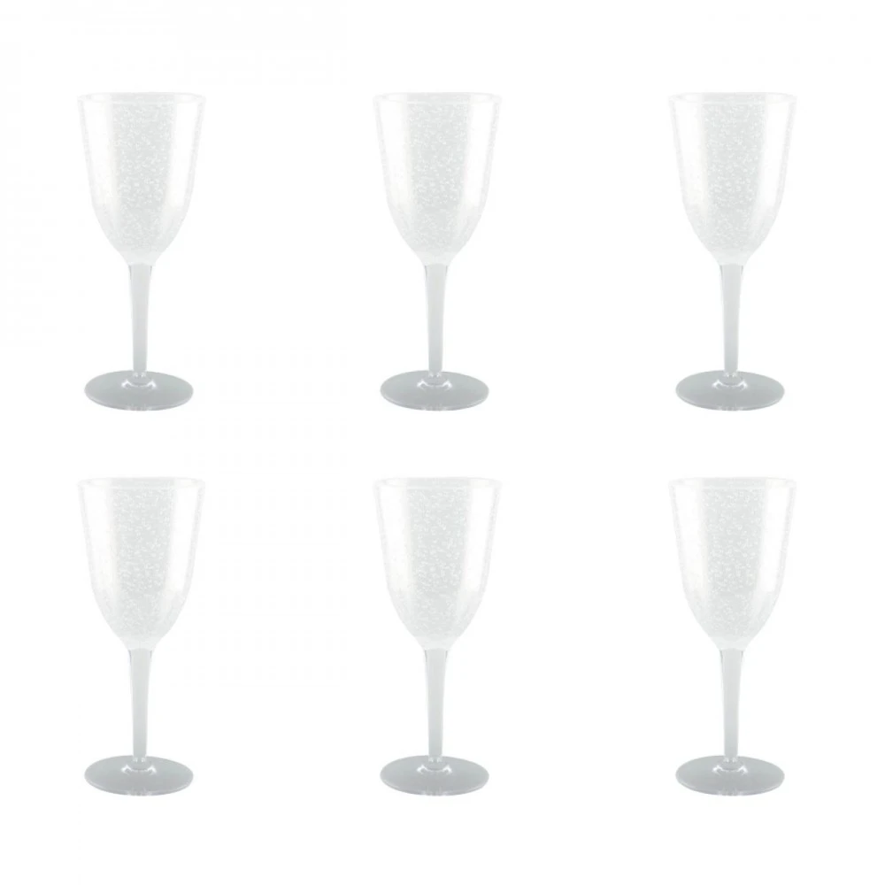 Lot de 6 verres à vin acrylique bulle