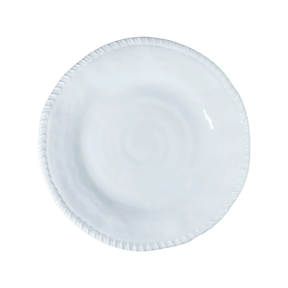 Assiette plate en mélamine blanche avec bord corde