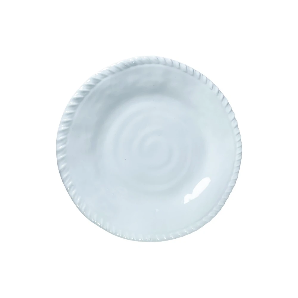 Assiette à dessert en mélamine blanche bord corde