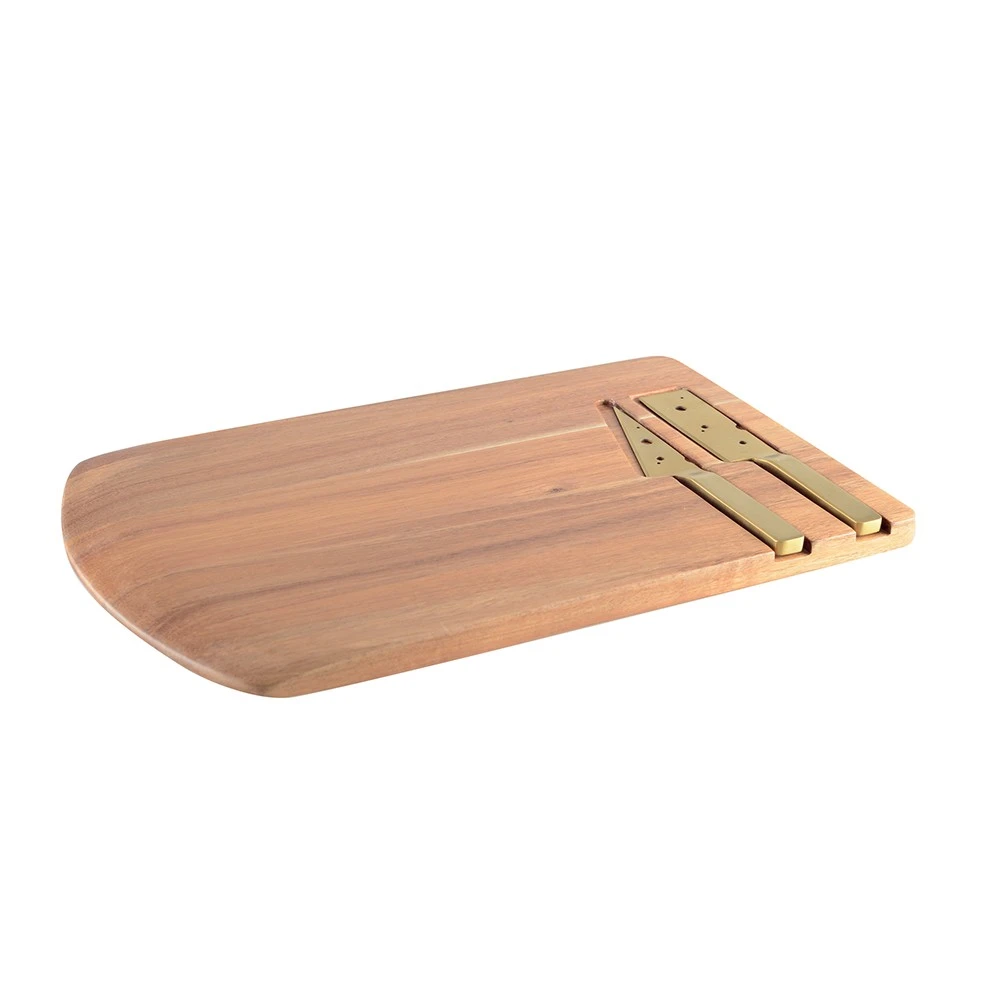 Plat à fromage en bois avec 2 couteaux