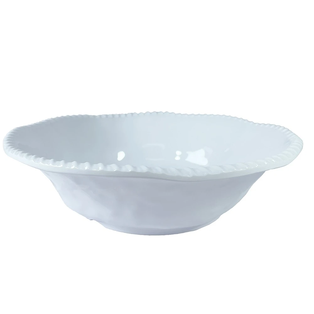 Saladier en mélamine blanche bord corde