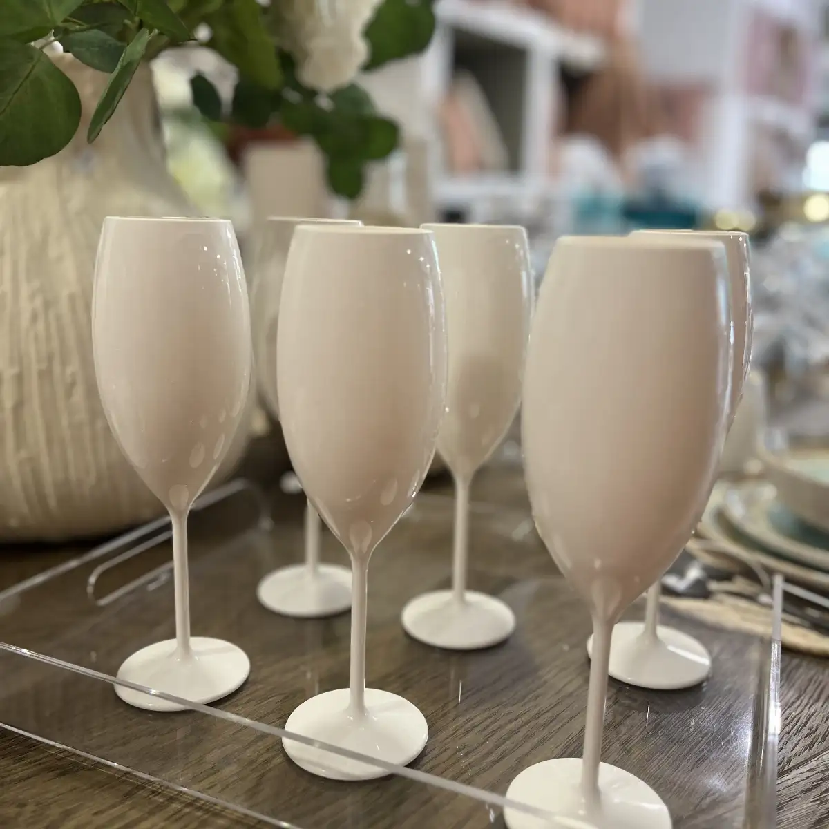Lot de 6 flûtes à champagne beige en acrylique